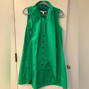 Anthropologie Emerald Sleeveless Button Bow Front Tie Neck Dress by Troubadour 4